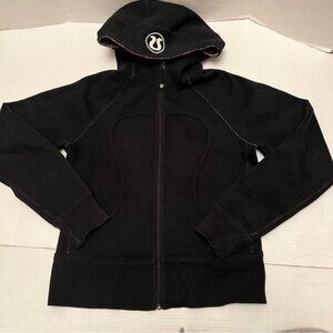 Lululemon  * Scuba Hoodie Sweatshirt Full Zip Black/ Purple  Fleece Size  6 - 8